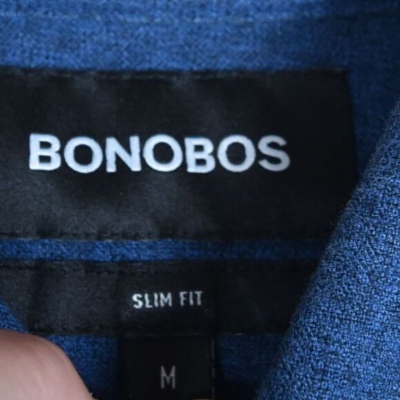 Bonobos Men’s M Slim Fit Blue Brushed Cotton Button-Down Shirt Preppy Office - Picture 3 of 6
